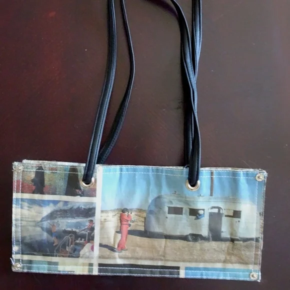Upcycled Newspaper Unique One of a Kind Artsy Hipster Creative Shoulder Bag - Picture 2 of 8